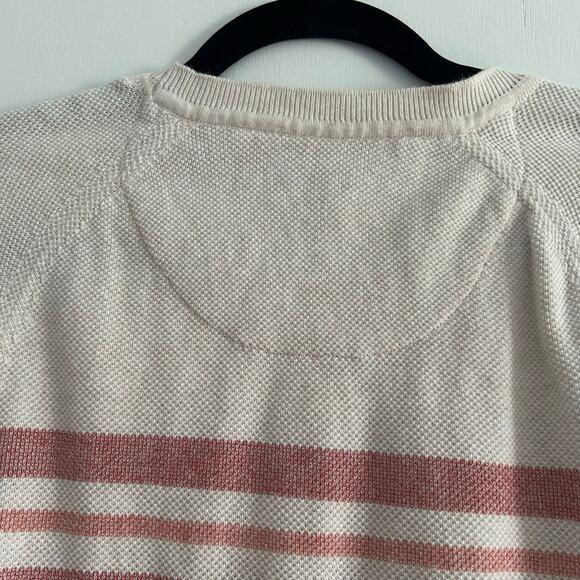 Adolfo Dominguez Men’s Striped Cotton Knit Sweater Cream Red Size 7 (Large) - Picture 7 of 9